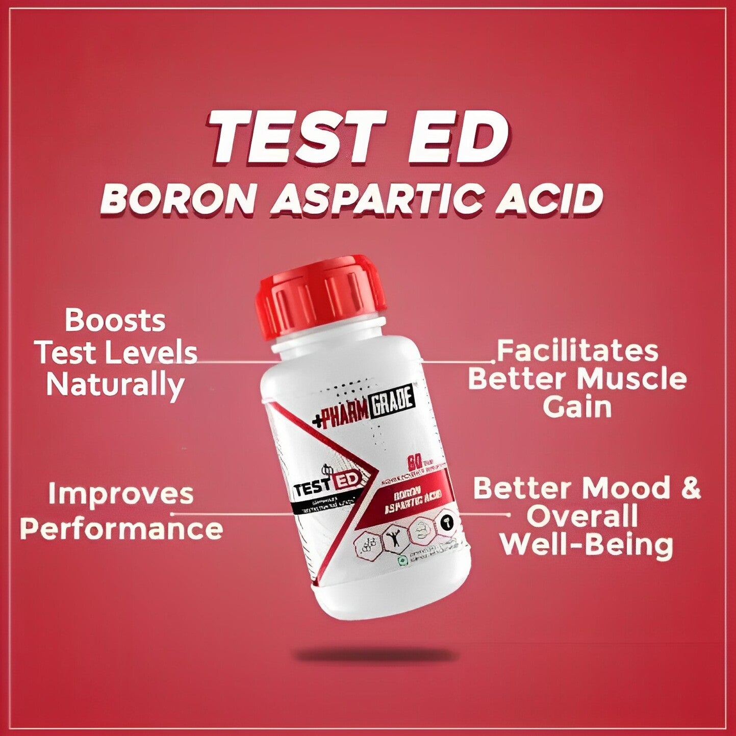 PharmGrade Test ED Optimizes Testosterone Levels, Increases Libido & Sperm Counts - 60 Tabs