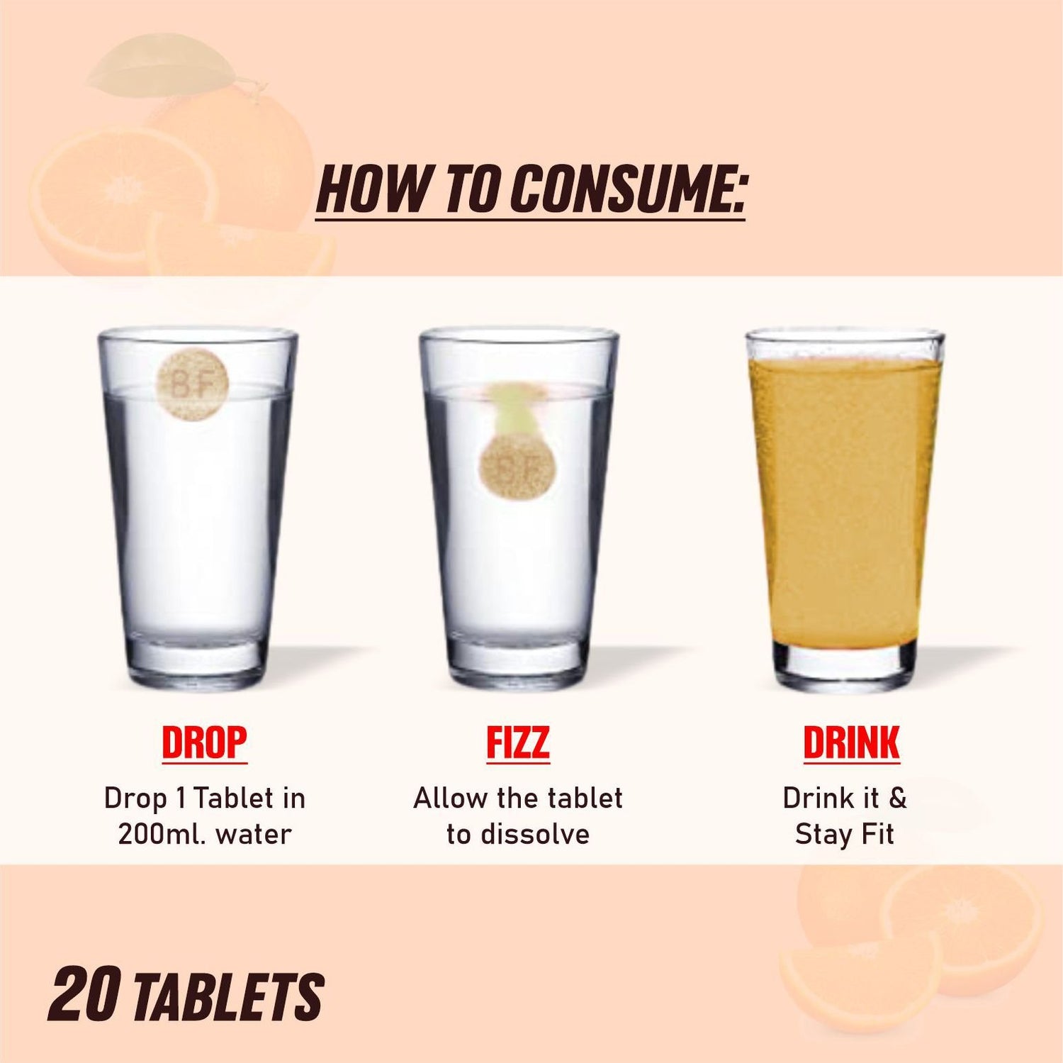 BE Vitamin C with Amla (1000mg) and Zinc (10mg) 20 Effer Tabs Orange