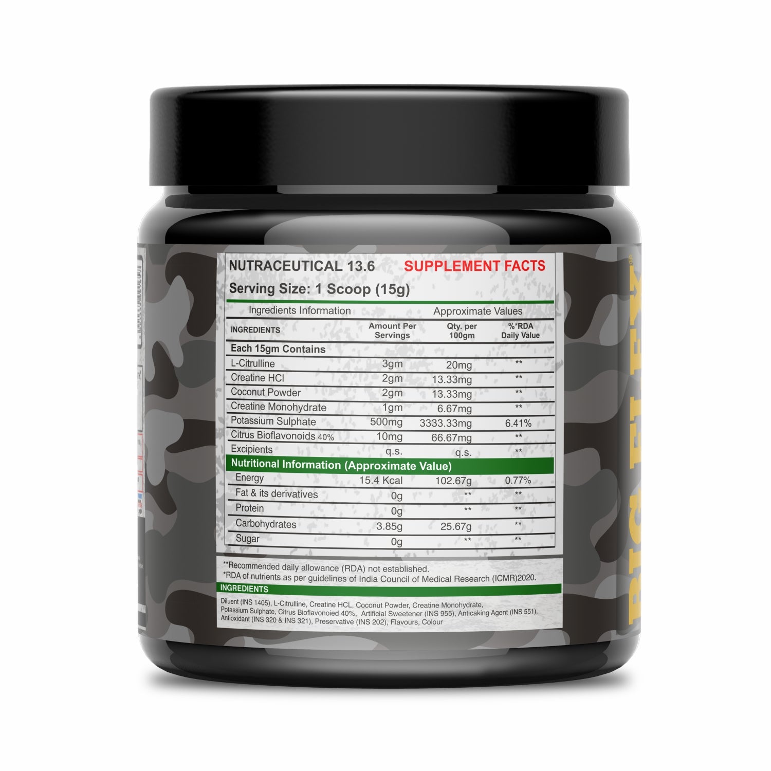 Bigflex Warfare Creatine, 3g Citrulline Malate , 2g Creatine Hcl, 1g Creatine Monohydrate 450 Gm