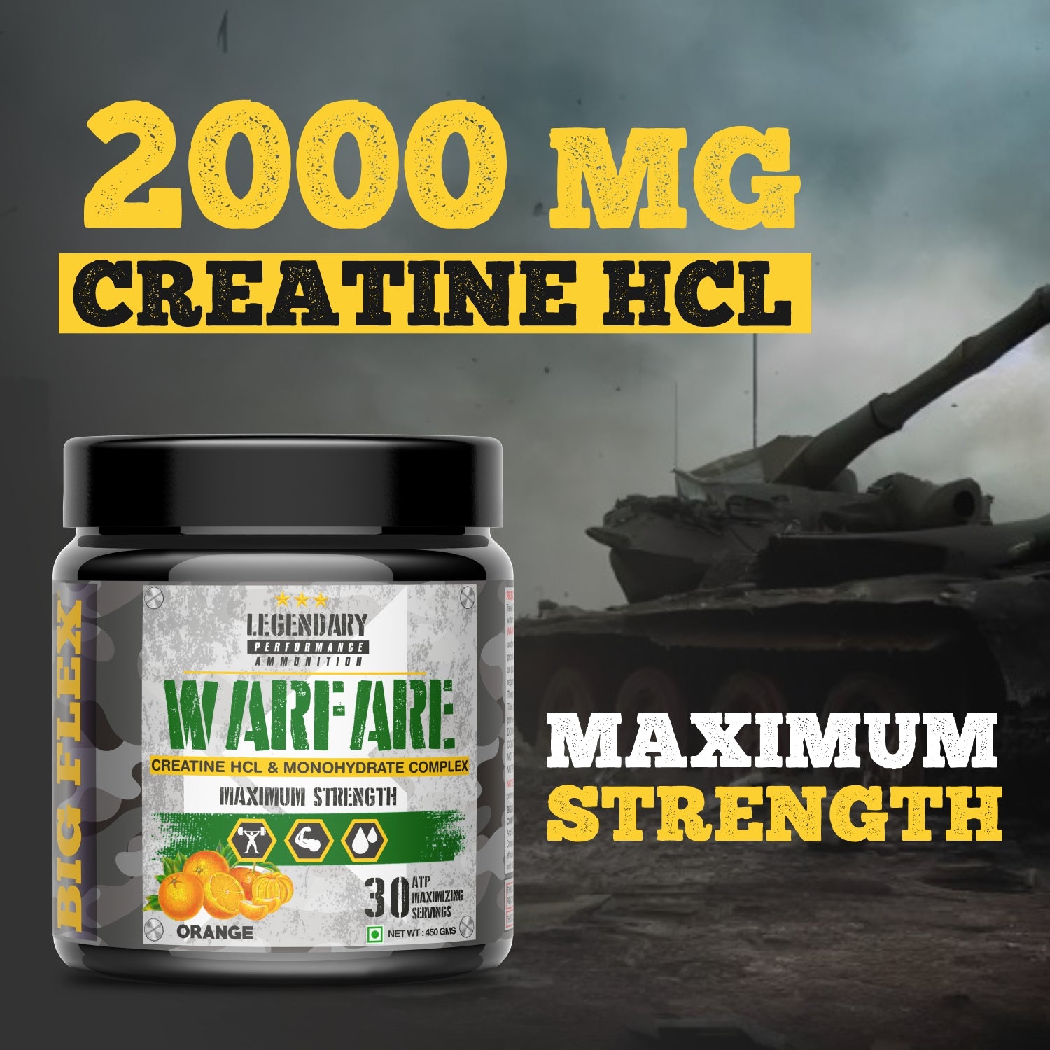 Bigflex Warfare Creatine, 3g Citrulline Malate , 2g Creatine Hcl, 1g Creatine Monohydrate 450 Gm