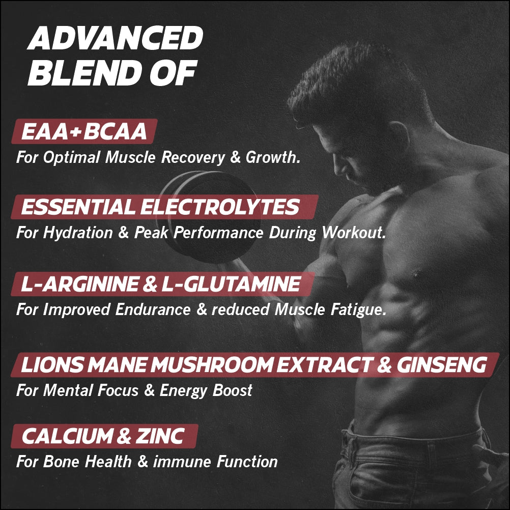 Bigflex EAA + BCAA with Glutamine | Arginine | Lions Mane Ext | Panax Ginseng | For Maximum Recovery & Pump + Free Creatine 250g (83 Servings)