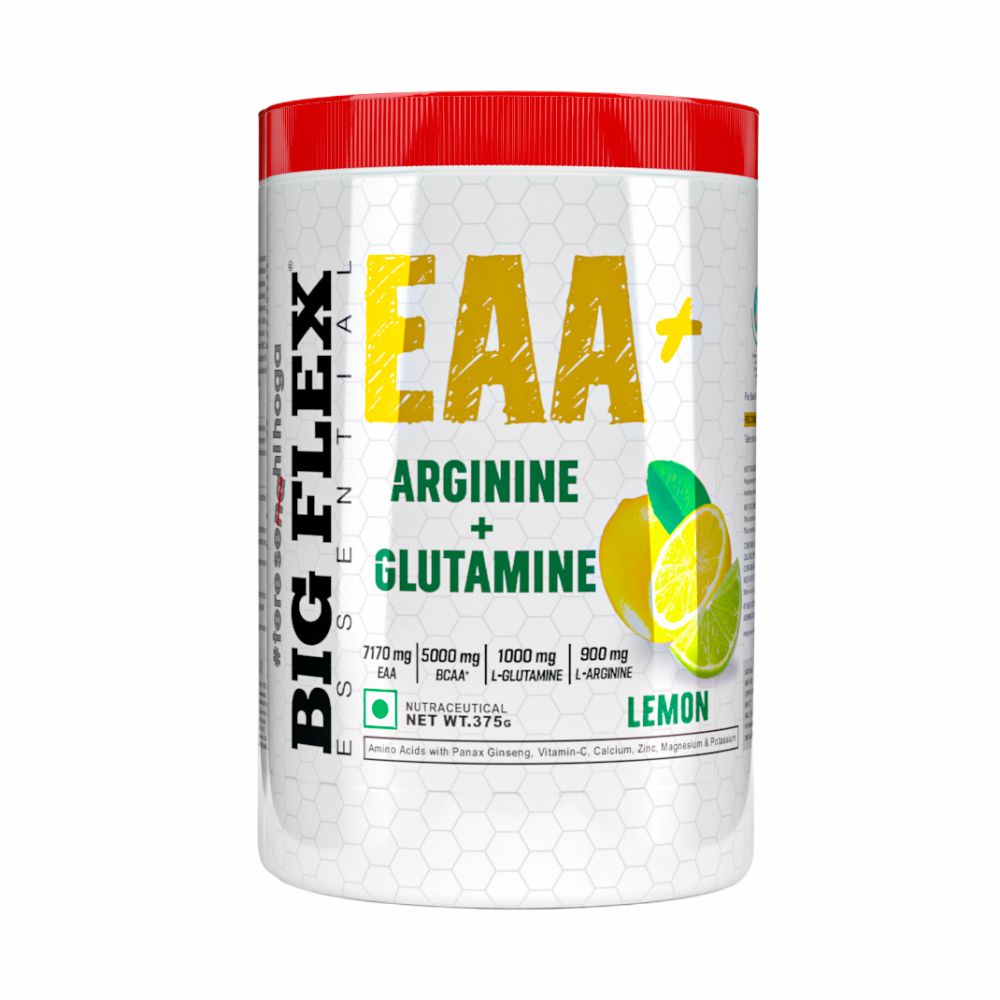 Bigflex EAA + BCAA with Glutamine | Arginine | Lions Mane Ext | Panax Ginseng | For Maximum Recovery & Pump + Free Warfare Creatine 450g (Orange) (30 Servings)