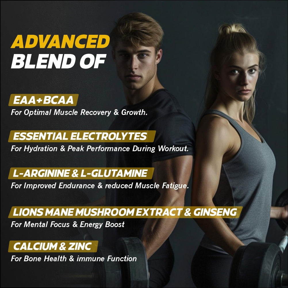 Bigflex EAA + BCAA with Glutamine | Arginine | Lions Mane Ext | Panax Ginseng | For Maximum Recovery & Pump + Free Warfare Creatine 450g (Orange) (30 Servings)