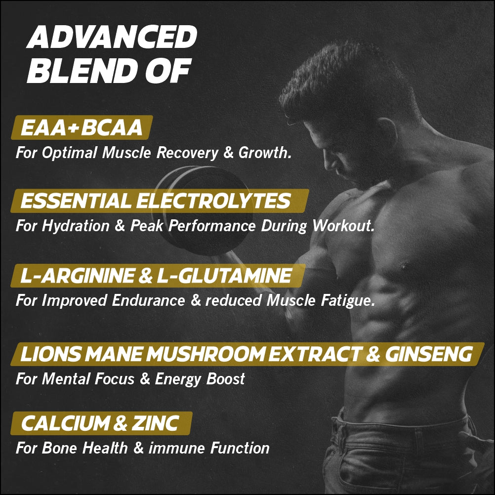 Bigflex EAA + Bcaa with Glutamine | Arginine | Lions Mane Ext | Panax Ginseng | For Maximum Recovery & Pump