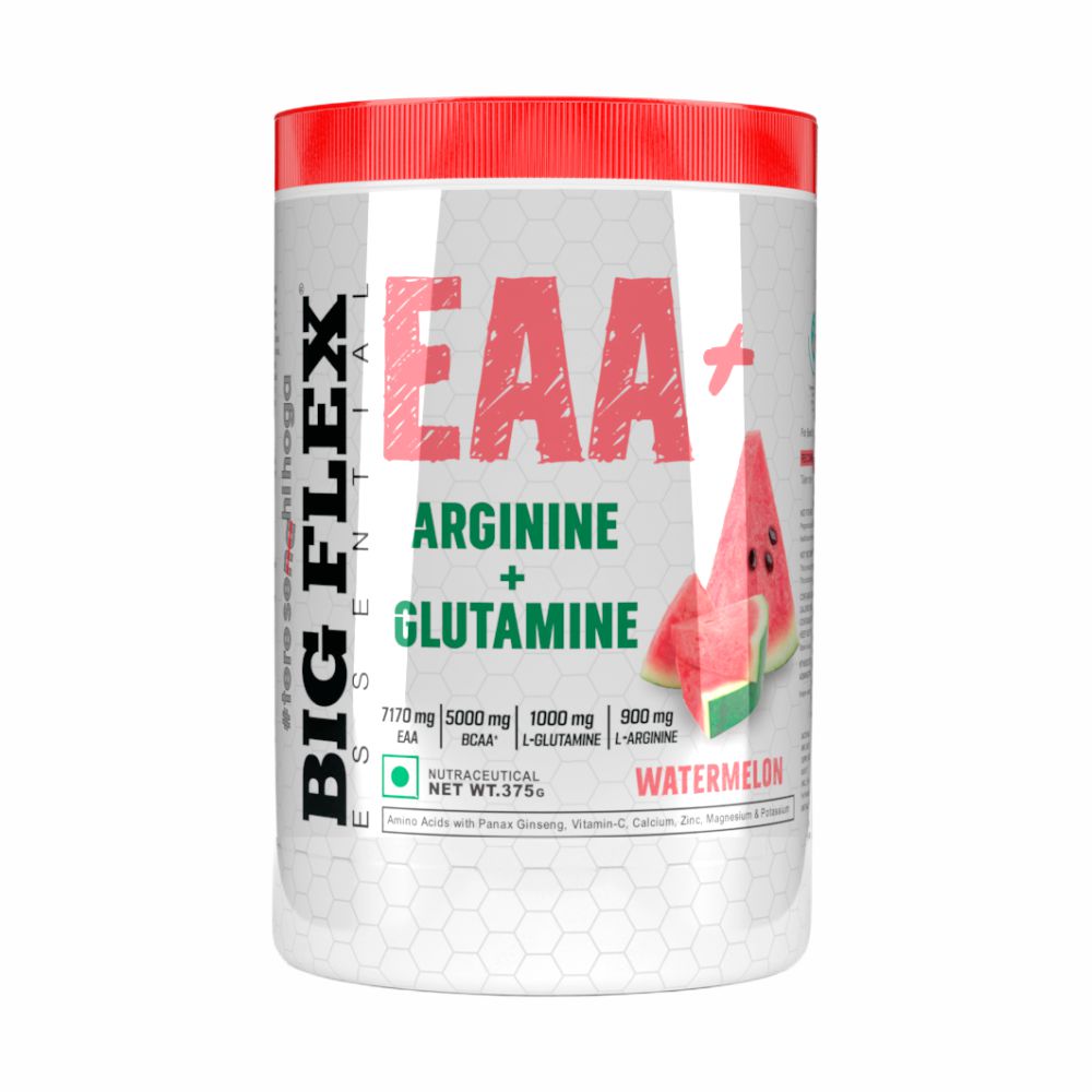 Bigflex EAA + BCAA with Glutamine | Arginine | Lions Mane Ext | Panax Ginseng | For Maximum Recovery & Pump + Free Warfare Creatine 450g (Orange) (30 Servings)