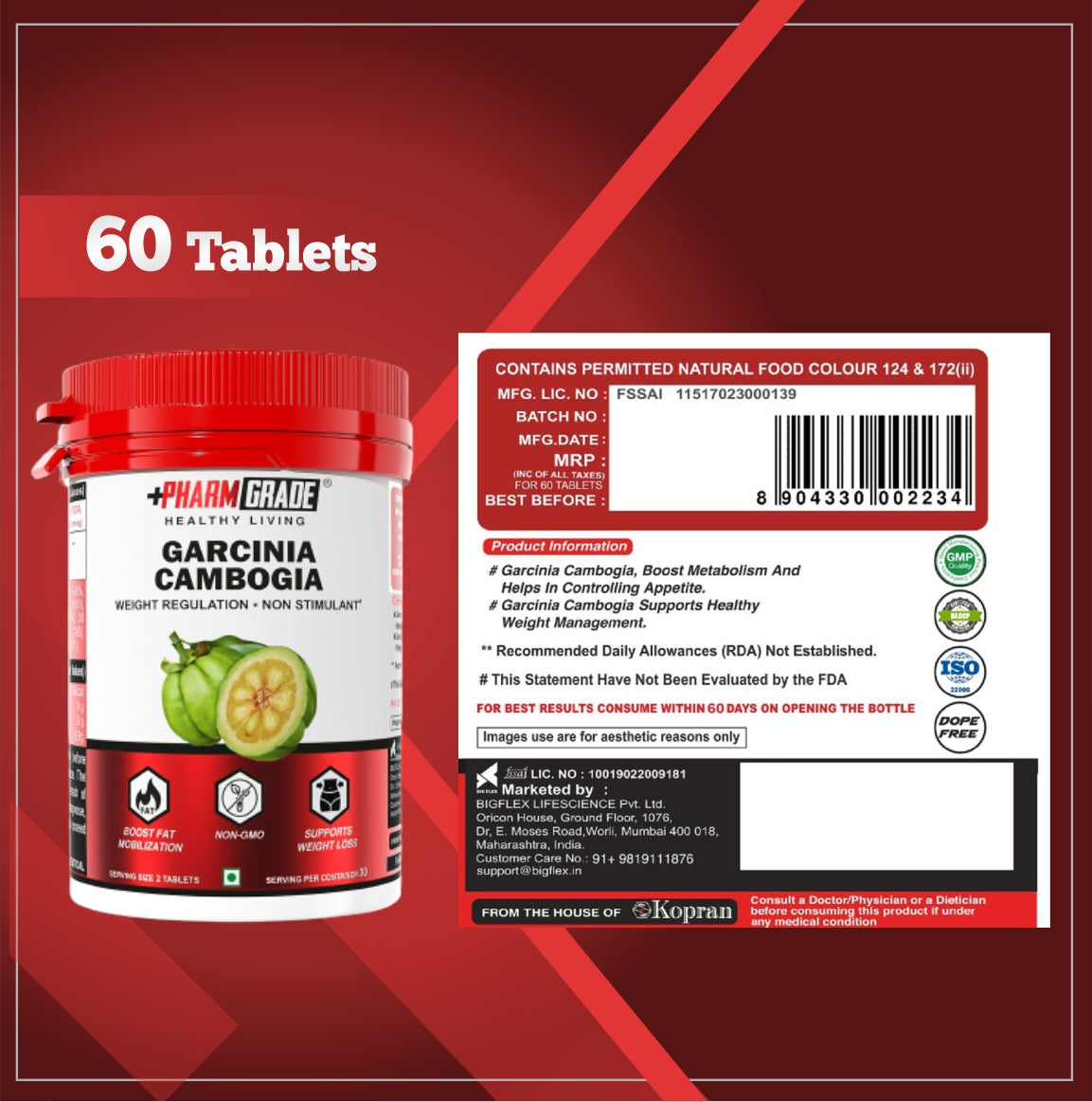 PharmGrade Healthy Living Garcinia Cambogia 1000mg - 60 Tabs (Expiry - Nov 2024)