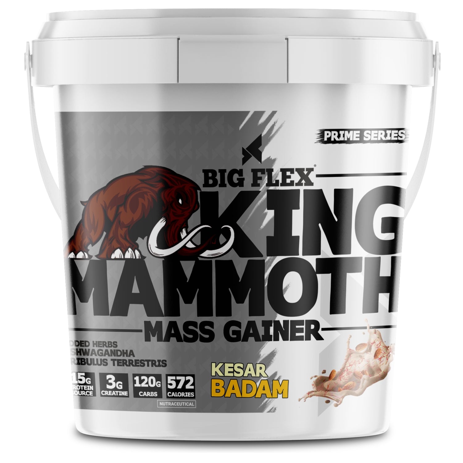 Bigflex King Mammoth Mass Gainer | High Protein and High Calorie Mass Gainer, Weight Gainer | 572 Calories | 15G Protein | 3G Creatine | 250mg Tribulus Terrestris | 250mg Ashwagandha & 750mg L-Taurine