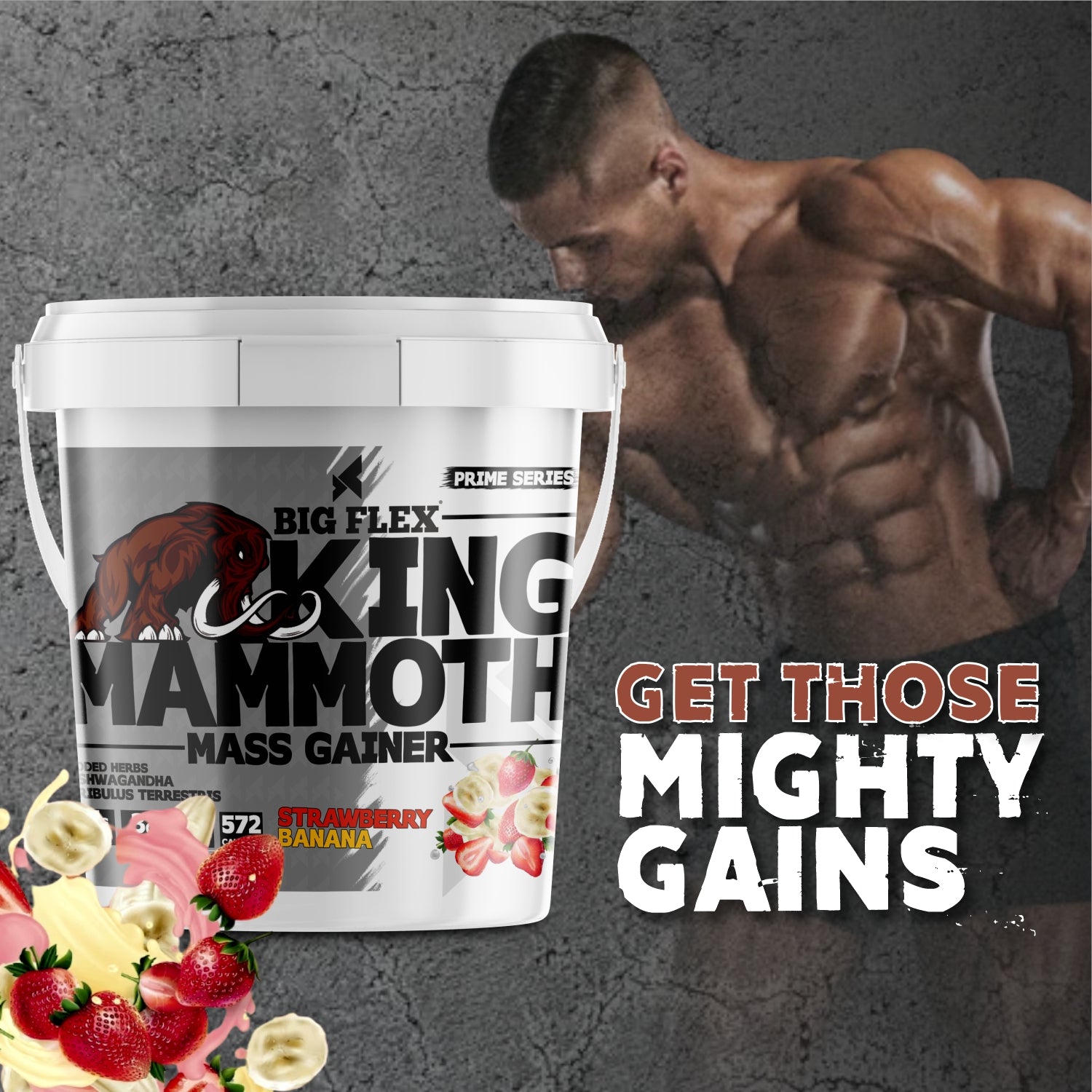 Bigflex King Mammoth Mass Gainer | High Protein and High Calorie Mass Gainer, Weight Gainer | 572 Calories | 15G Protein | 3G Creatine | 250mg Tribulus Terrestris | 250mg Ashwagandha & 750mg L-Taurine