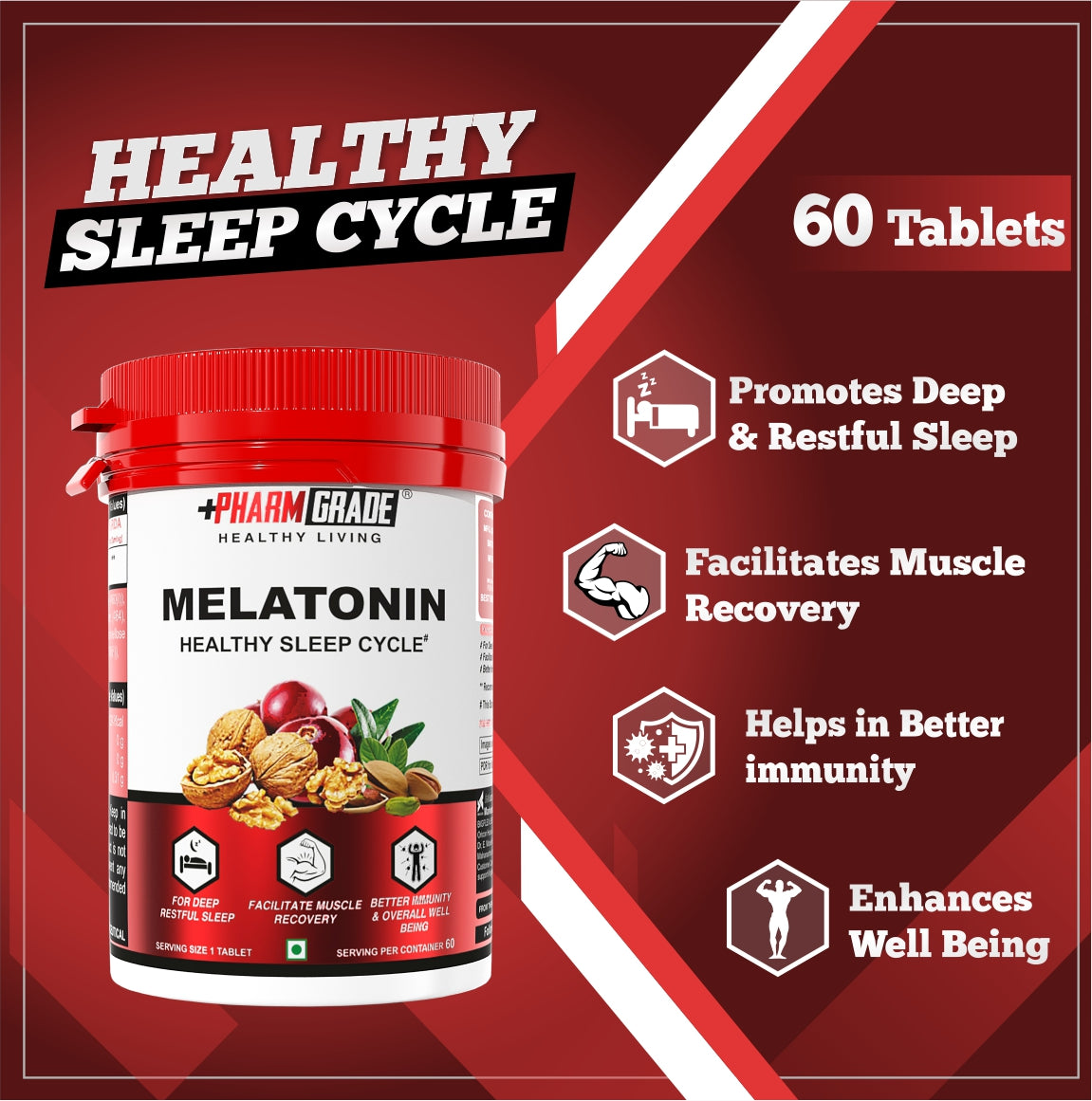PharmGrade Healthy Living Melatonin 3mg - 60 Tabs (Expiry - Nov 2024)