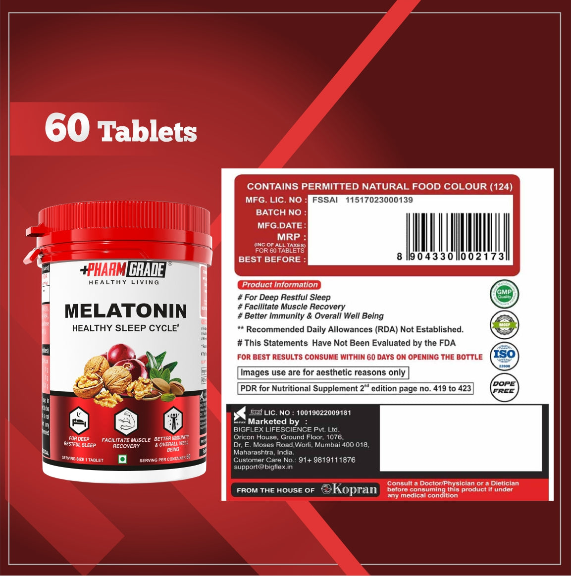 PharmGrade Healthy Living Melatonin 3mg - 60 Tabs (Expiry - Nov 2024)