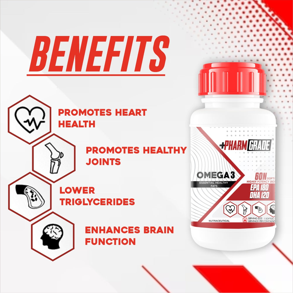 PharmGrade Omega 3 Fish Oil 1000mg Red Series - 60 Caps