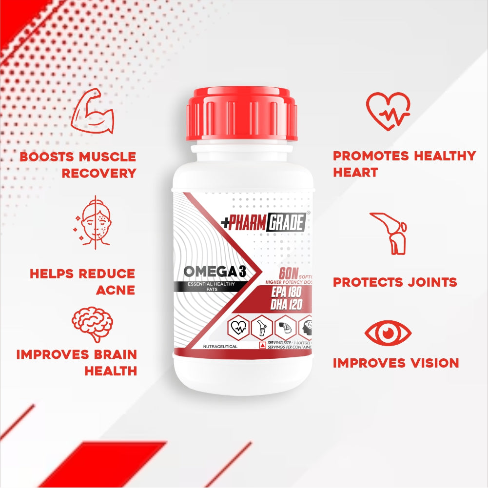 PharmGrade Omega 3 Fish Oil 1000mg Red Series - 60 Caps