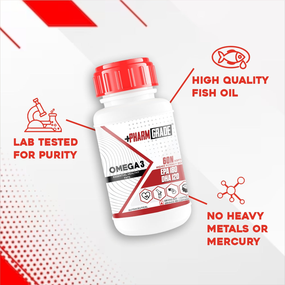 PharmGrade Omega 3 Fish Oil 1000mg Red Series - 60 Caps