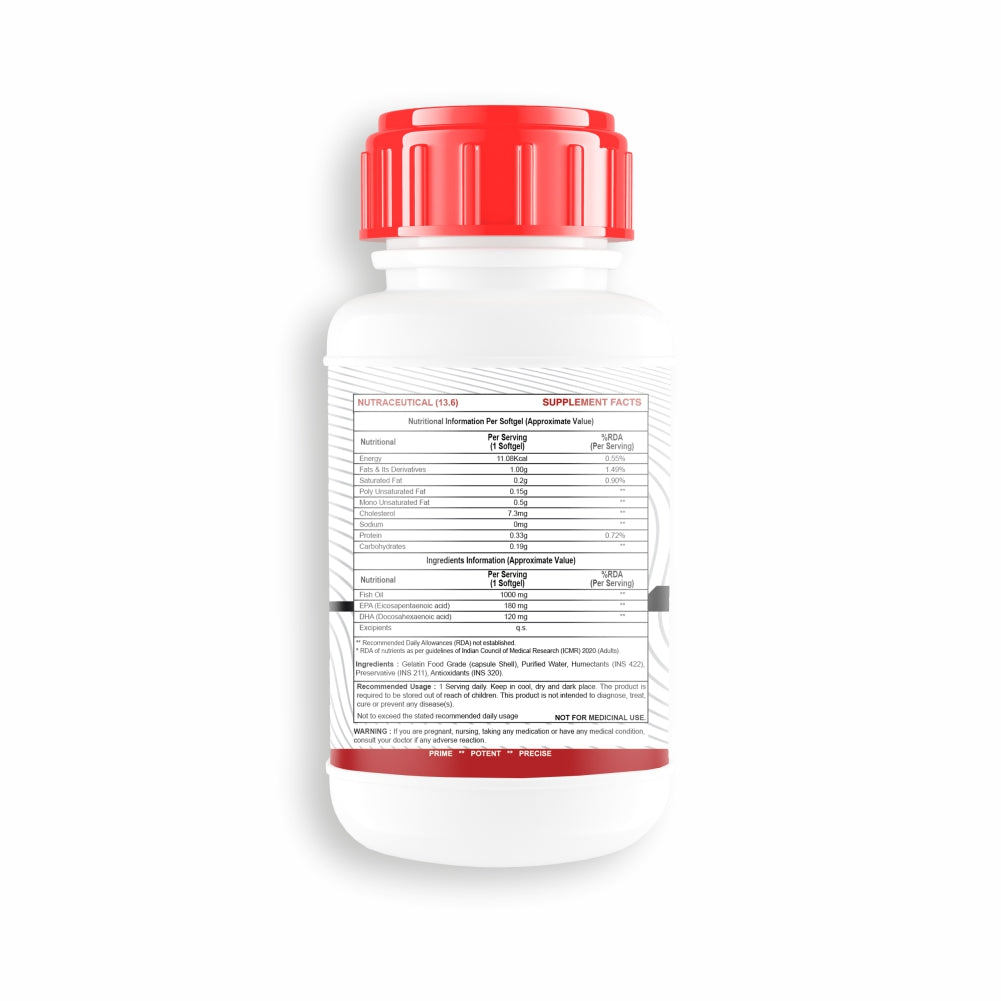 PharmGrade Omega 3 Fish Oil 1000mg Red Series - 60 Caps
