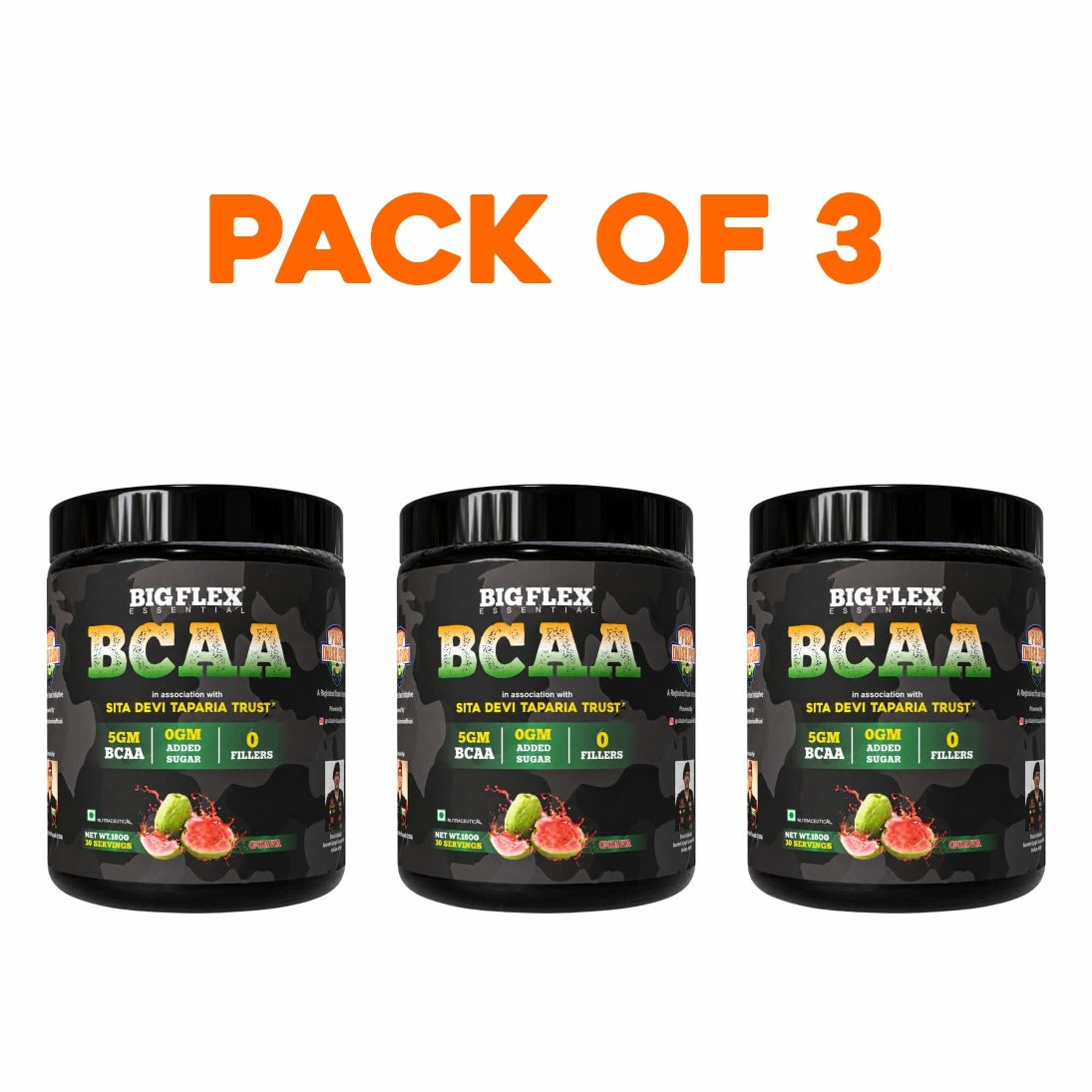 Bigflex Desh Ka BCAA Powder 5g Pure Bcaa Per Serving - Pack of 3 - Total 90 Servings