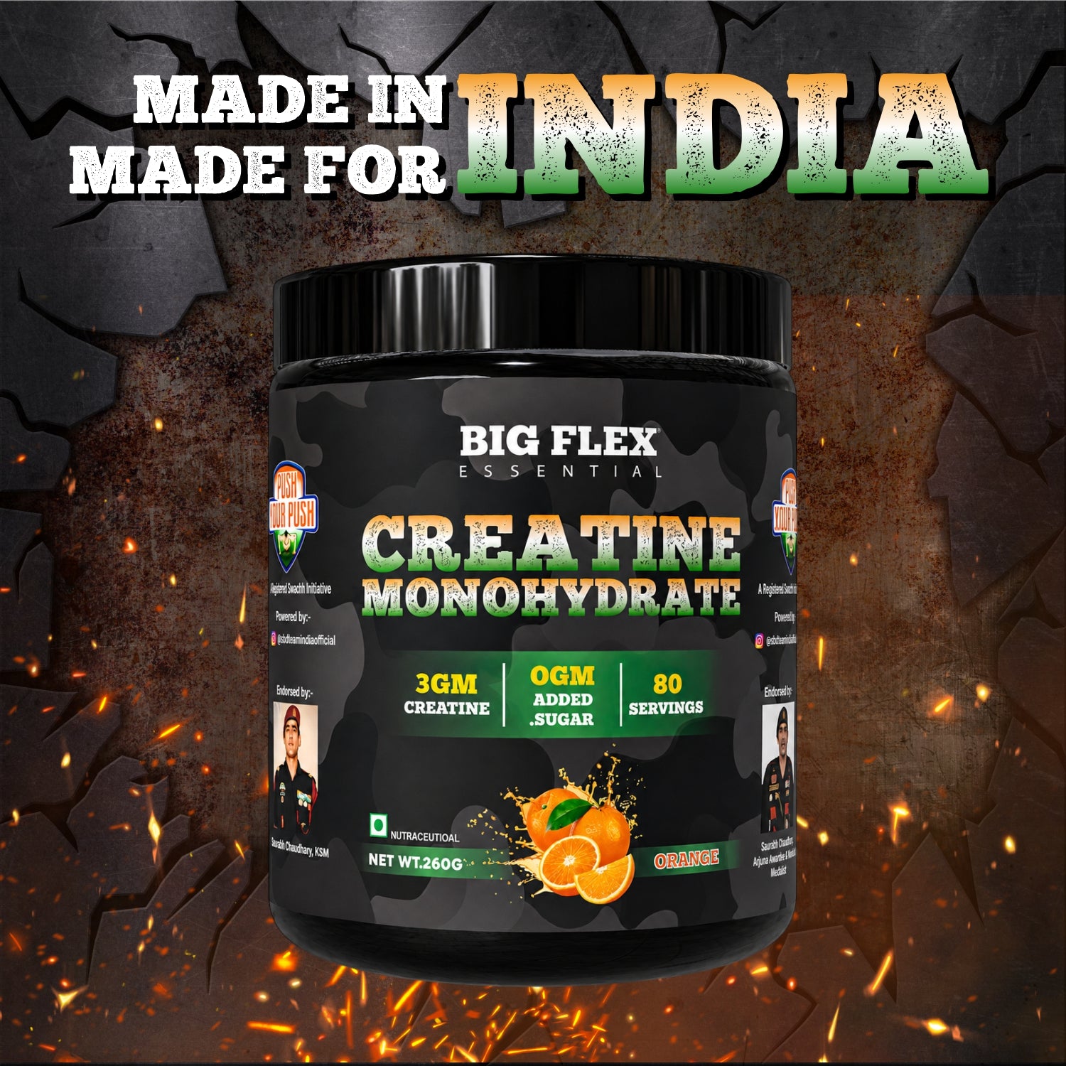 Bigflex Desh Ka Creatine Monohydrate 3g Pure Creatine Per Serving- 260g - 80 Servings