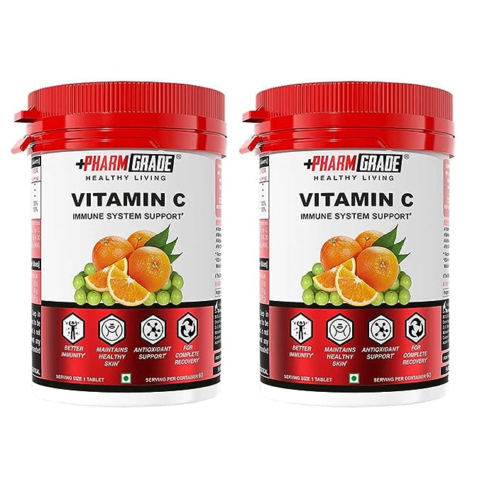 PharmGrade Healthy Living Vitamin C 500mg - Pack of 01 (60 Tablets)