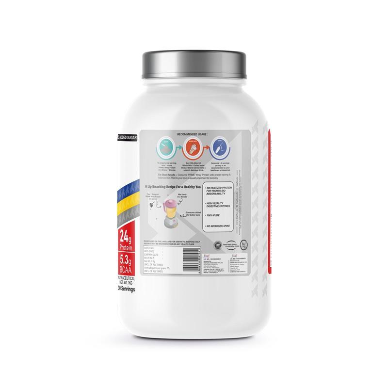 Bigflex Prime Whey Protein 24g Premium Protein Per Scoop For Muscle Growth & Recovery - 1kg / (Rose Falooda)