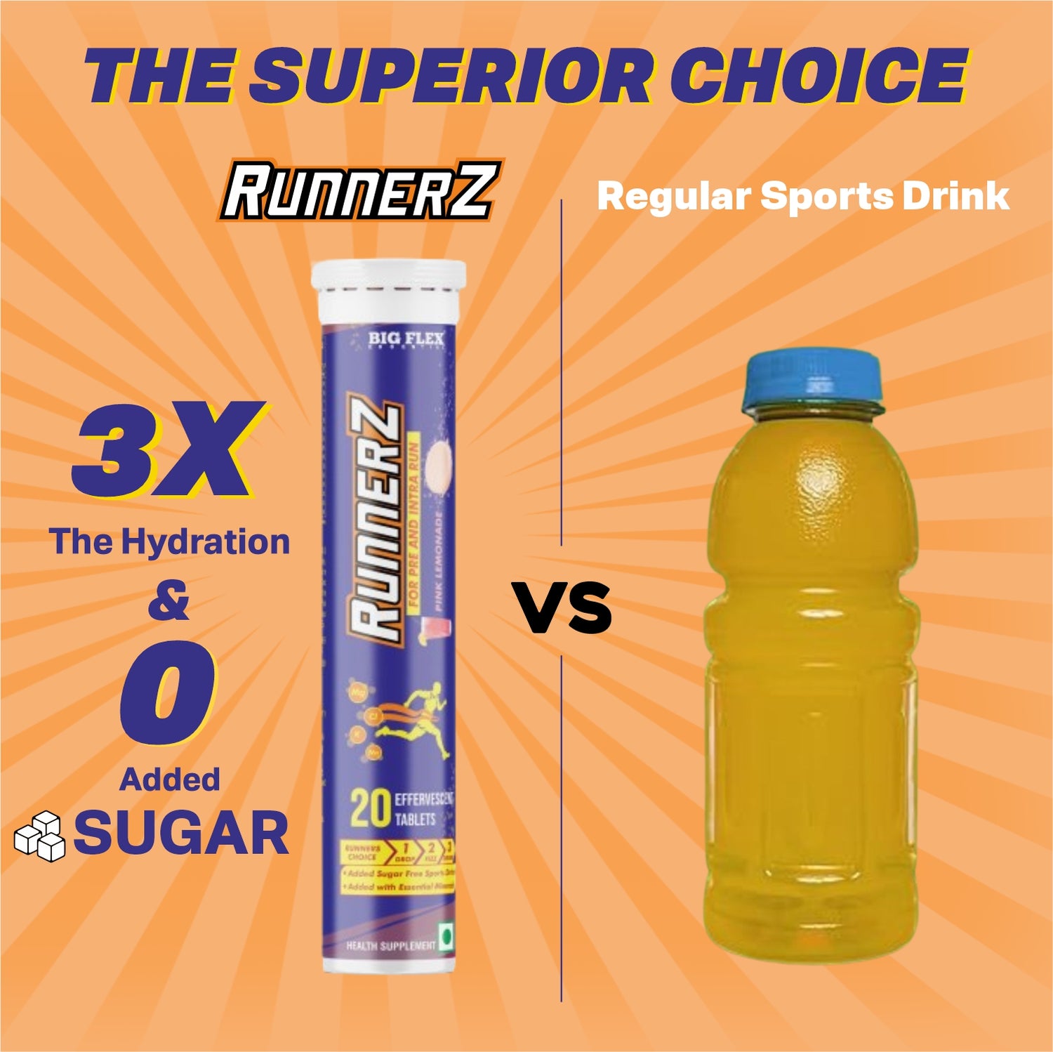 Runnerz Instant Energy Effervescent Tablets - 20 Tablets - Pink Lemonade