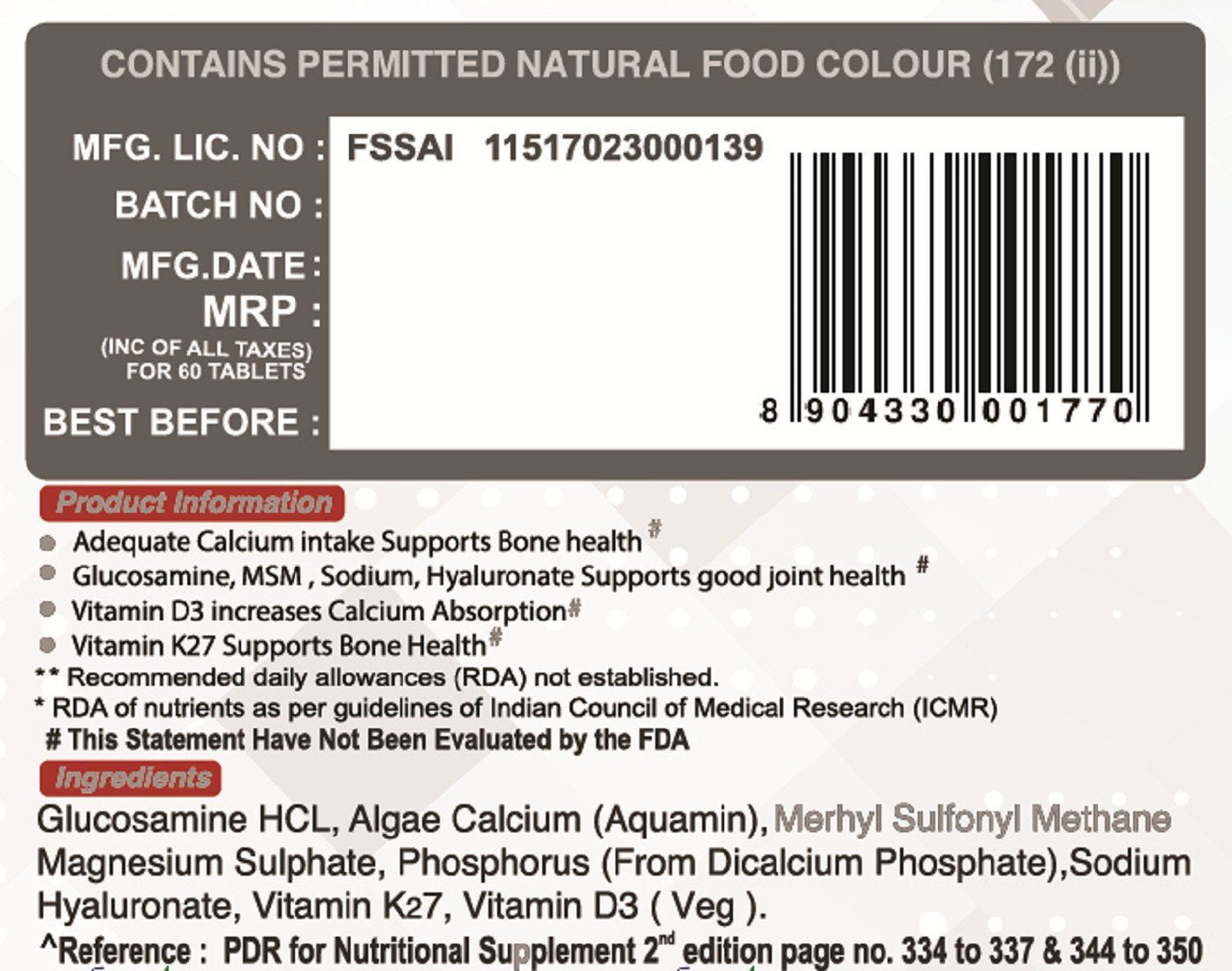 PharmGrade Flexon Algae Calcium - 60 Tabs