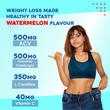 Bigflex Apple Cider Vinegar + Garcinia Cambogia + L-Carnitine 1350mg With The Mother, 3x Powerful Formula with 100mg Pomegranate Extract | 40mg Vitamin C | B6 &amp; B12 For Weight Loss | Effervescent Tablets - Watermelon Flavour