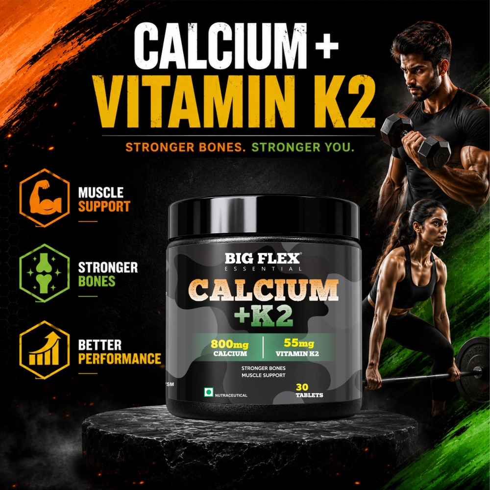 Bigflex Desh ka Calcium + K2 (MK-7) 800mg Supports Stronger Bones, Immunity &amp; Calcium Absorption 30 tablets