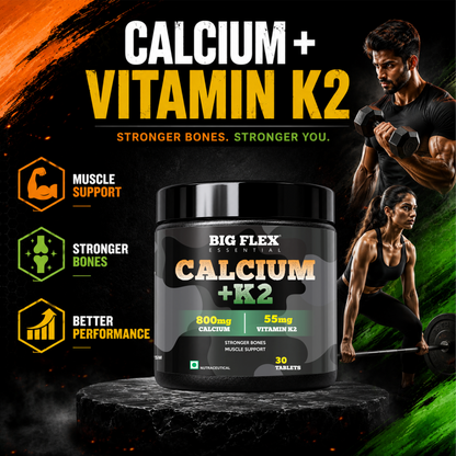 Bigflex Desh ka Calcium + K2 (MK-7) 800mg Supports Stronger Bones, Immunity &amp; Calcium Absorption 30 tablets