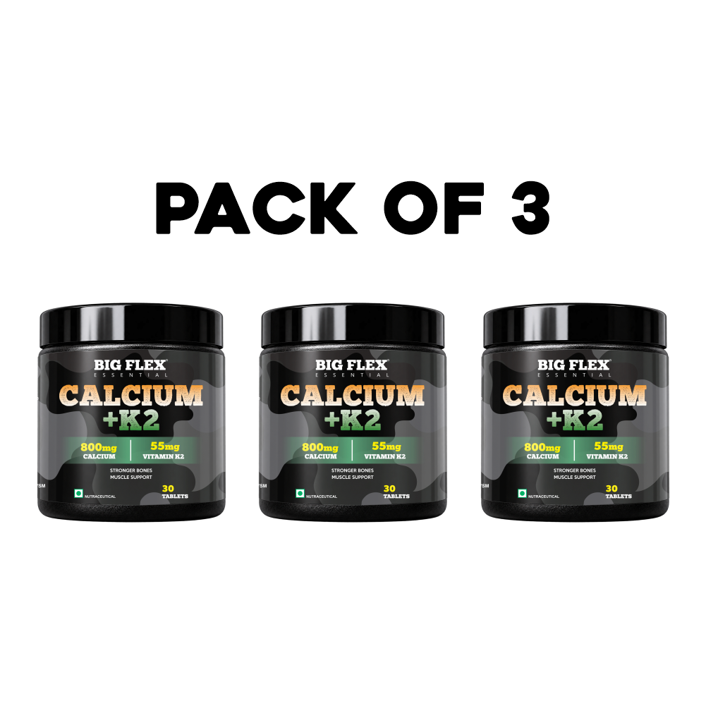 Bigflex Desh ka Calcium + K2 (MK-7) 800mg Supports Stronger Bones, Immunity &amp; Calcium Absorption 30 tablets