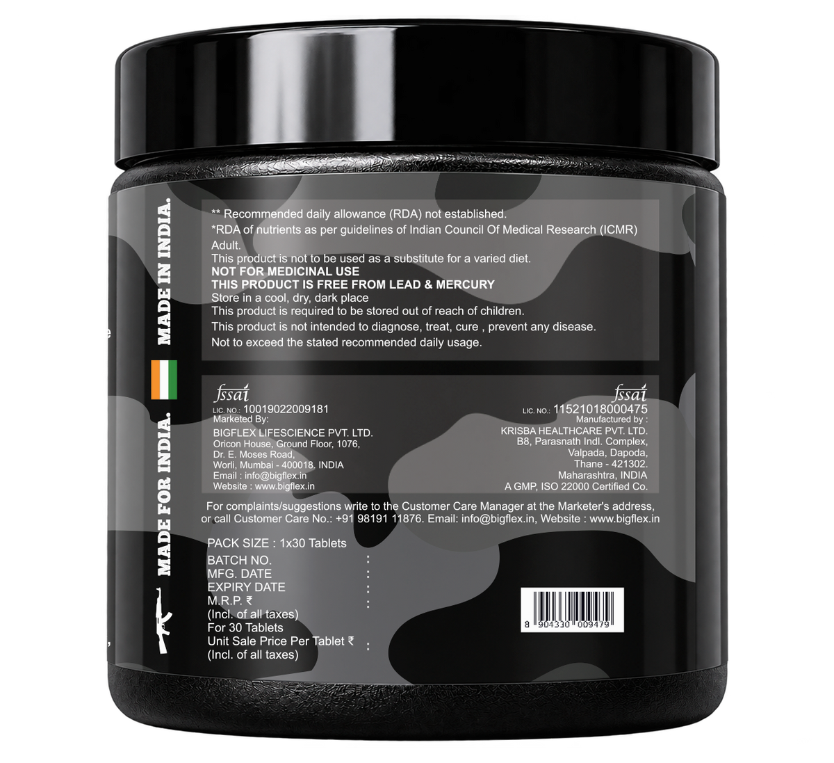 Bigflex Desh ka Calcium + K2 (MK-7) 800mg Supports Stronger Bones, Immunity &amp; Calcium Absorption 30 tablets