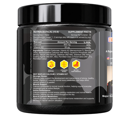 Bigflex Desh ka Calcium + K2 (MK-7) 800mg Supports Stronger Bones, Immunity &amp; Calcium Absorption 30 tablets