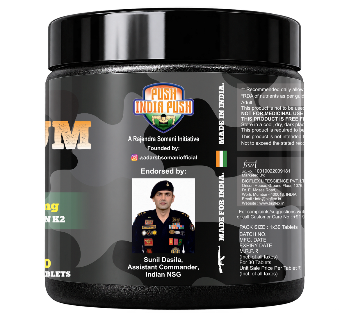 Bigflex Desh ka Calcium + K2 (MK-7) 800mg Supports Stronger Bones, Immunity &amp; Calcium Absorption 30 tablets