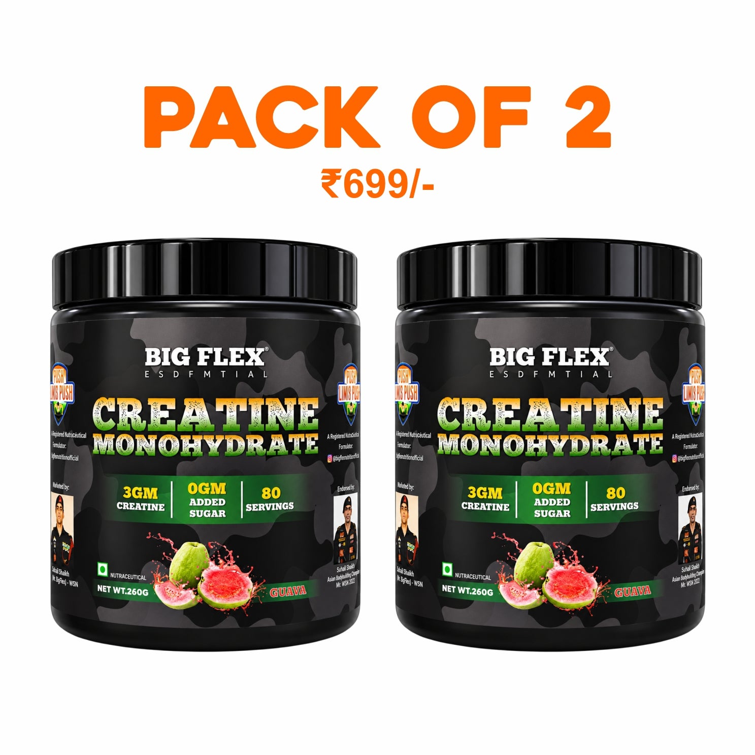Bigflex Desh Ka Creatine Monohydrate 3g Pure Creatine Per Serving- 260g - 160 Servings