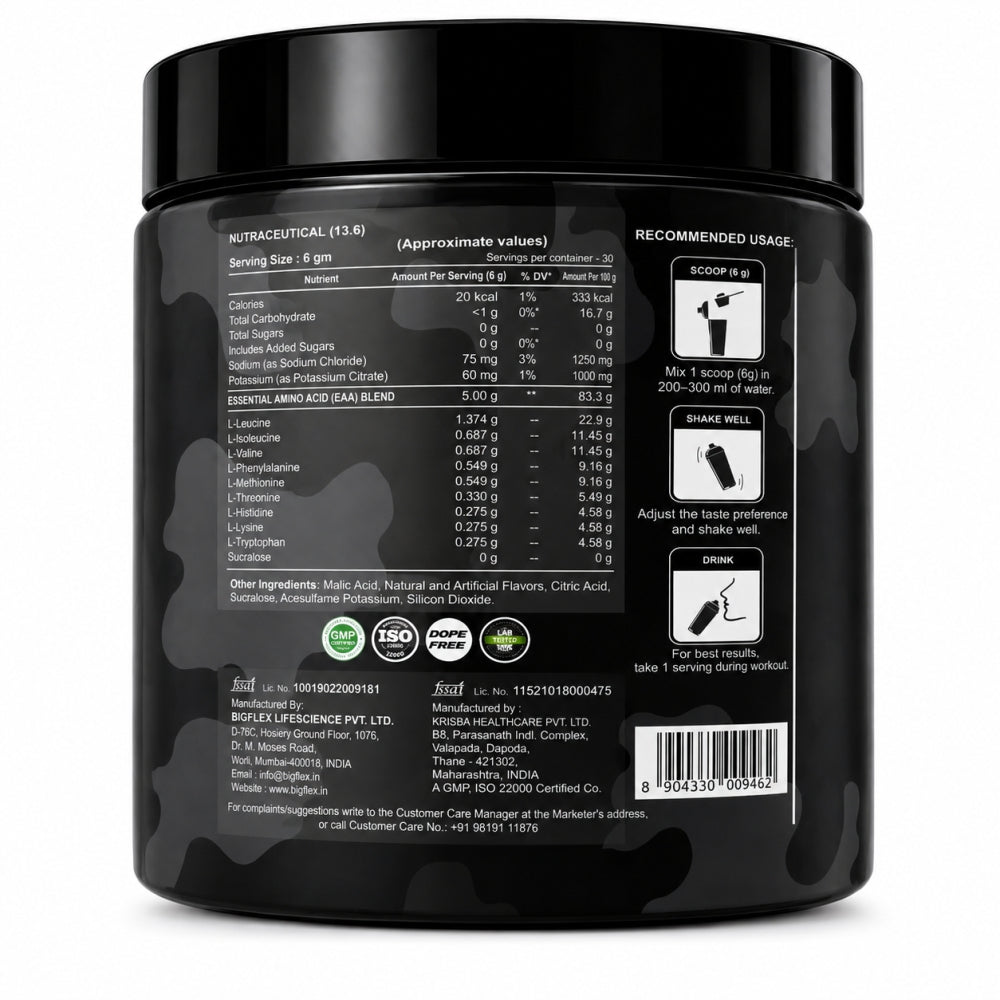 Bigflex Desh Ka EAA Powder 5g Pure EAA Per Serving - Pack of 1 - Total 30 Servings - Pack of 1 - Guava