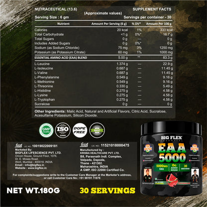 Bigflex Desh Ka EAA Powder 5g Pure EAA Per Serving - Pack of 1 - Total 30 Servings - Pack of 1 - Guava