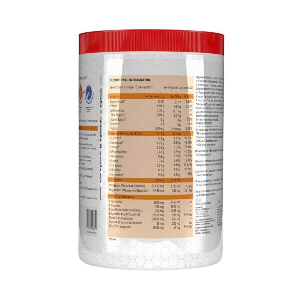 Bigflex EAA + BCAA with Glutamine | Arginine | Lions Mane Ext | Panax Ginseng | For Maximum Recovery &amp; Pump + Free Creatine 250g (83 Servings)