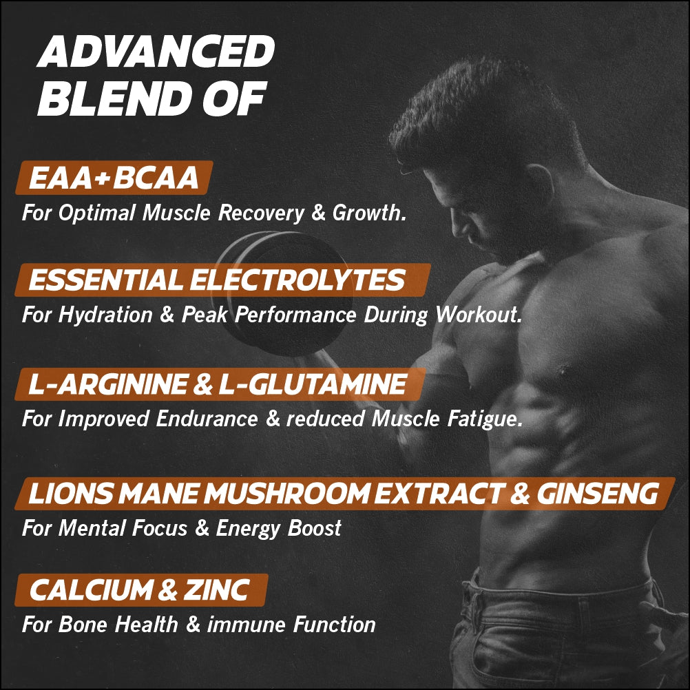 Bigflex EAA + BCAA with Glutamine | Arginine | Lions Mane Ext | Panax Ginseng | For Maximum Recovery &amp; Pump + Free Creatine 250g (83 Servings)