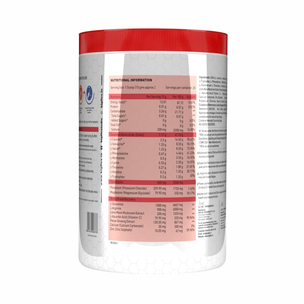 Bigflex EAA + BCAA with Glutamine | Arginine | Lions Mane Ext | Panax Ginseng | For Maximum Recovery &amp; Pump + Free Creatine 250g (83 Servings)