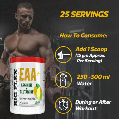 Bigflex EAA + Bcaa with Glutamine | Arginine | Lions Mane Ext | Panax Ginseng | For Maximum Recovery &amp; Pump