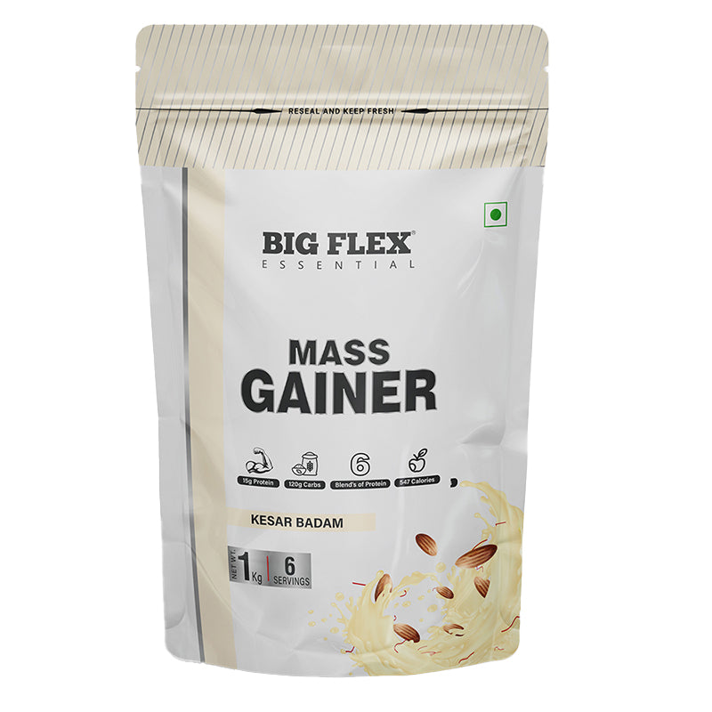 Bigflex Essential Mass Gainer - Kesar Badam 1kg