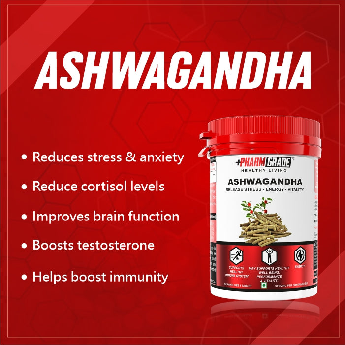 PharmGrade Healthy Living Immunity Booster Tablet kit With Ashwagandha | Zinc | Vitamin C  for Men &amp; Women 60 Tablets x (Pack Of 3) (Expiry - Mar &