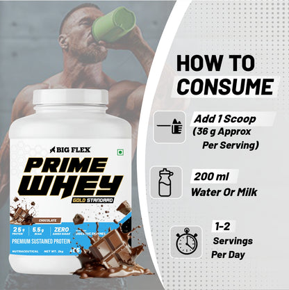 Bigflex Prime Whey Gold  Standard Multi-Blend Protein 25g Protein per scoop For Muscle Growth &amp; Recovery