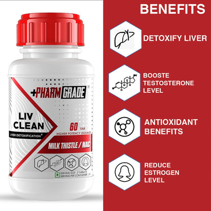 Pharmgrade LIV Clean Liver Detox With N- Acetyl Cysteine (NAC) 1000mg