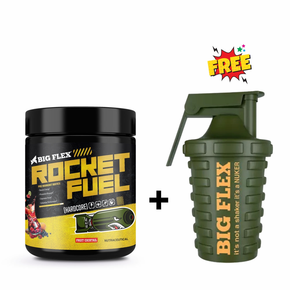 Bigflex Rocket Fuel Pre-Workout Powder (240 Gm) + Free Nuker Shaker (500 Ml)