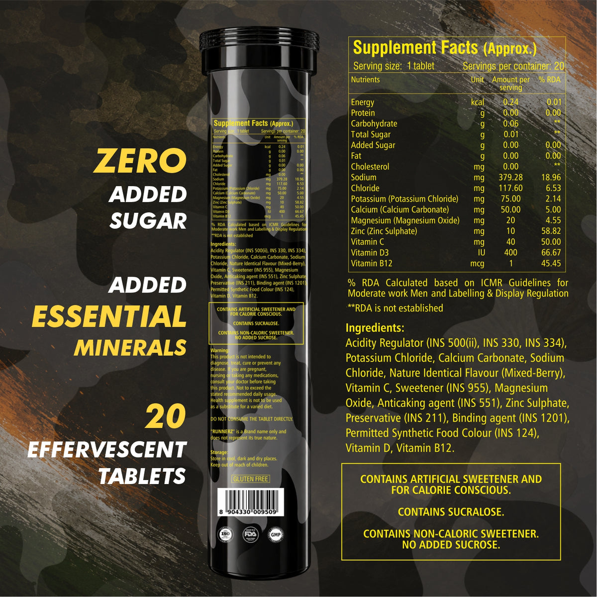 Desh ka Electrolytes Runnerz 20 effervescent tablets boosts instant energy