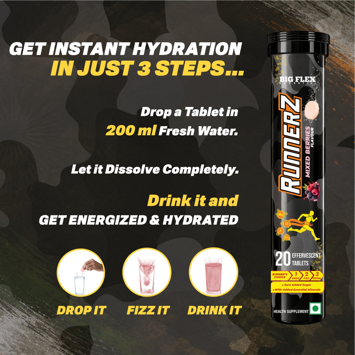 Desh ka Electrolytes Runnerz 20 effervescent tablets boosts instant energy