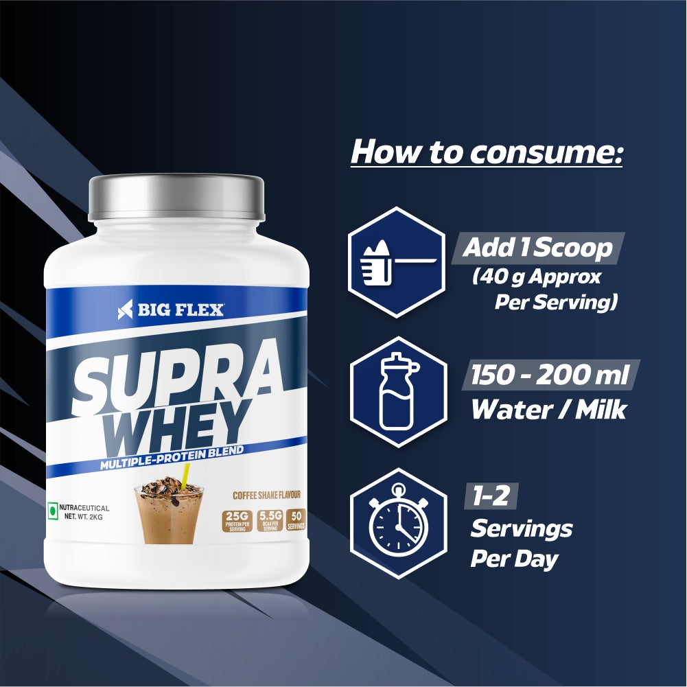 Bigflex Supra Whey Multi-Blend Protein 25g Protein per scoop For Muscle Growth &amp; Recovery