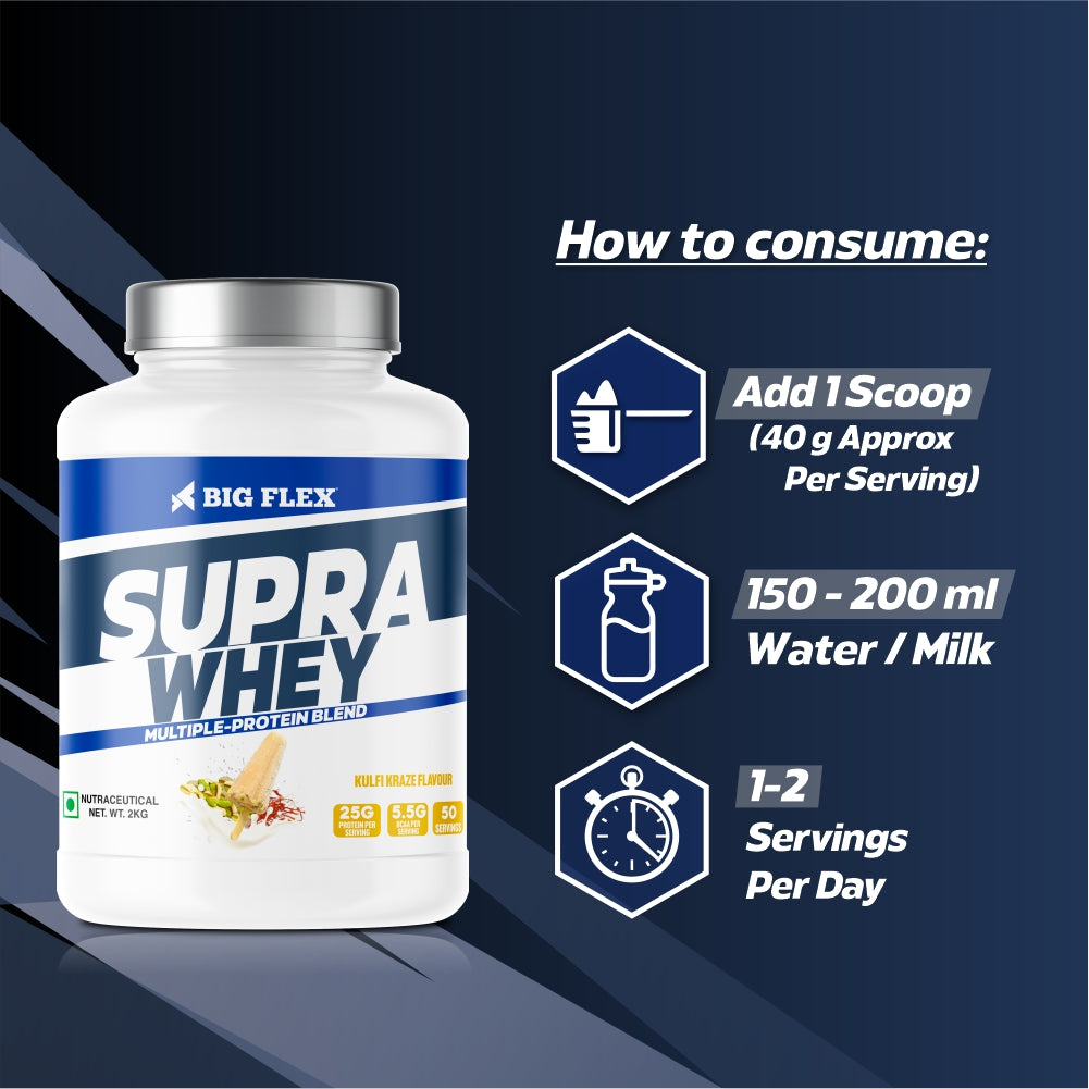 Bigflex Supra Whey Multi-Blend Protein 25g Protein per scoop For Muscle Growth &amp; Recovery