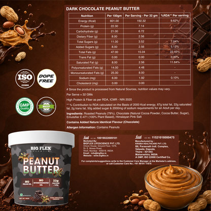 Desh ka Peanut Butter 500g Crunchy Dark Chocolate, 22g Protein to Boost Energy | Tasty &amp; Healthy Nut Butter Spread | Vegan | Cholesterol Free, Gluten Free | Zero Trans Fat