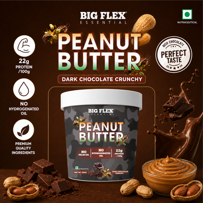 Desh ka Peanut Butter 500g Crunchy Dark Chocolate, 22g Protein to Boost Energy | Tasty &amp; Healthy Nut Butter Spread | Vegan | Cholesterol Free, Gluten Free | Zero Trans Fat