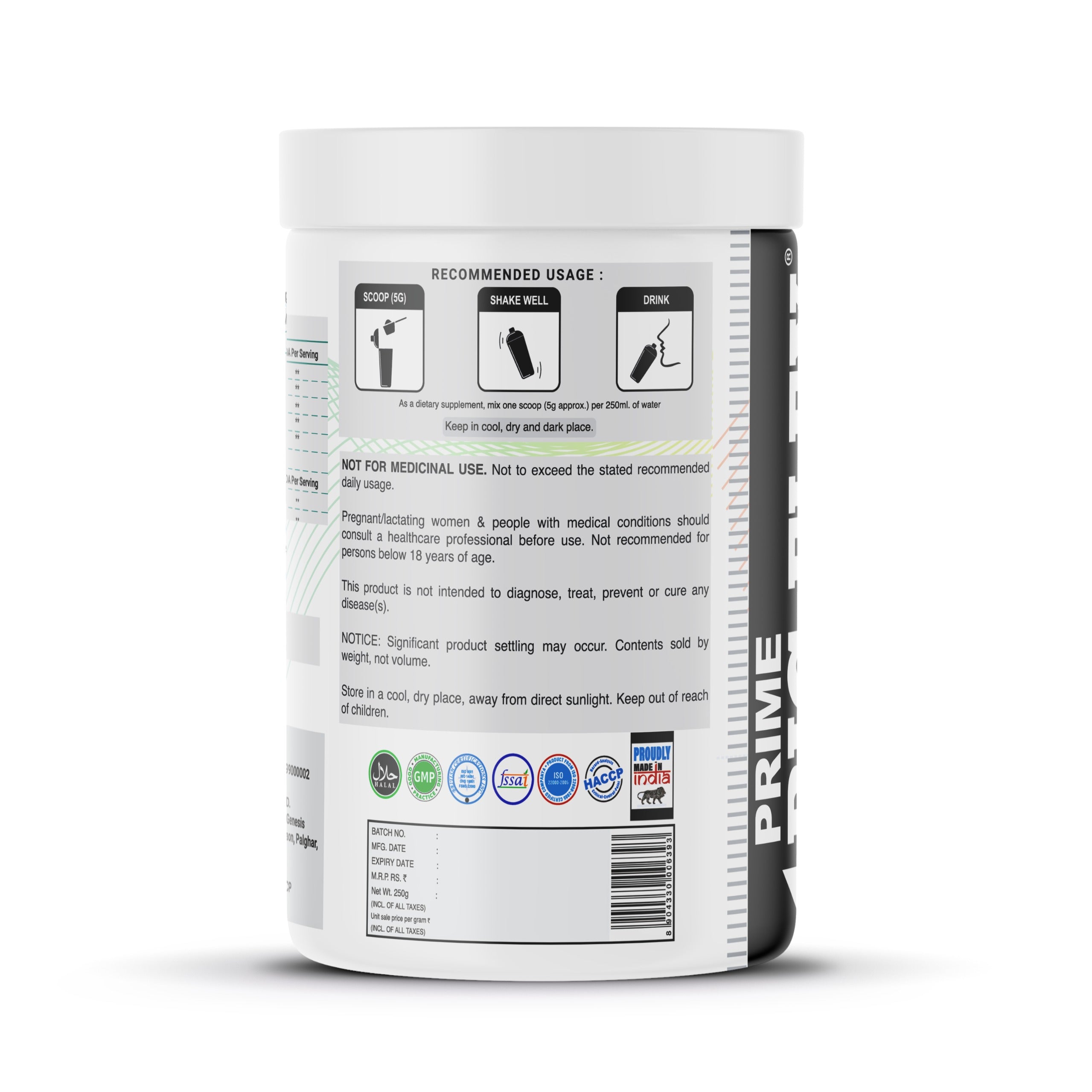 Bigflex Prime L-Glutamine Powder - Unflavoured (250gm)
